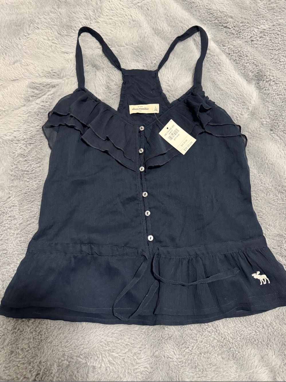 Abercrombie & Fitch Kids Navy Ruffle Button-Front Cami